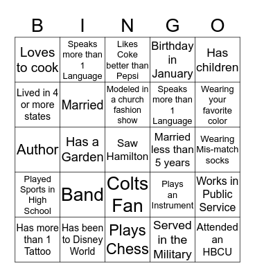 Let's Mingle Bingo Card
