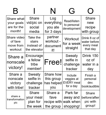 RECOMMIT To Fit Bingo Card