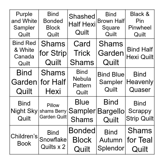 Wanda’s Quilt Bingo Card