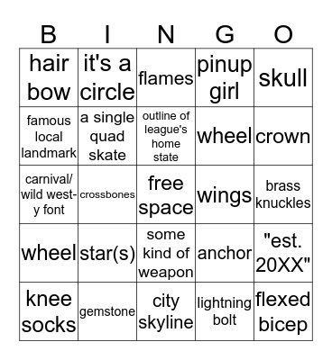 Roller Derby Logo Bingo Card