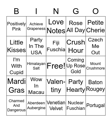 Happy Valentine's Day Bingo Card