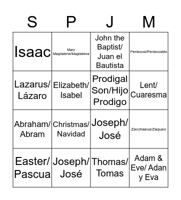 Bible Bingo! Bingo Card