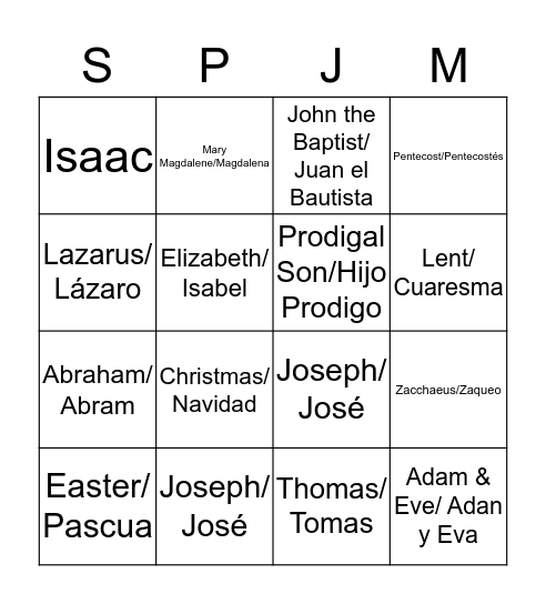 Bible Bingo! Bingo Card