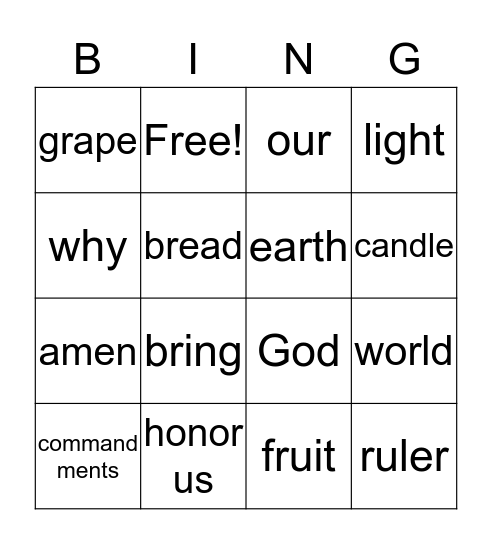 Blessings Bingo Card
