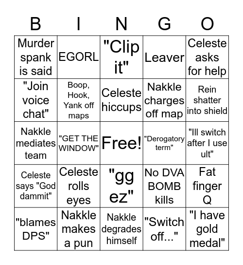 Overwatch Bingo Card