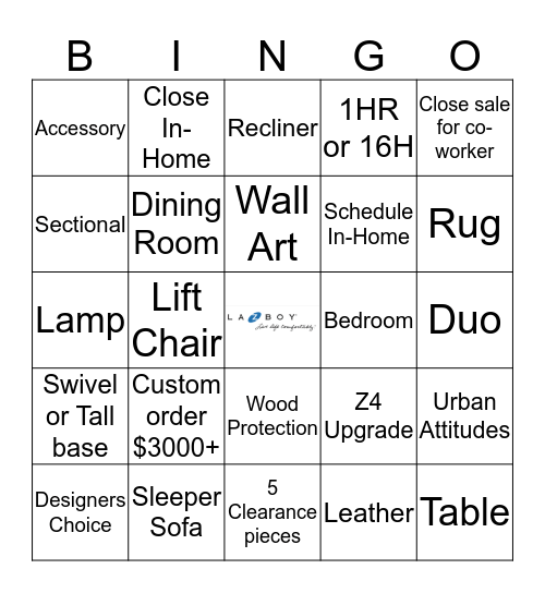 La-Z-Boy Bingo Card