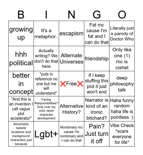 The Inevitable Disappointment of Existence  Bingo Card