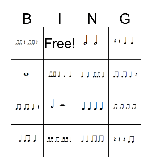 Rhythm Bingo! Bingo Card