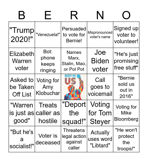 BERNIE PHONE BANK BINGO! Bingo Card