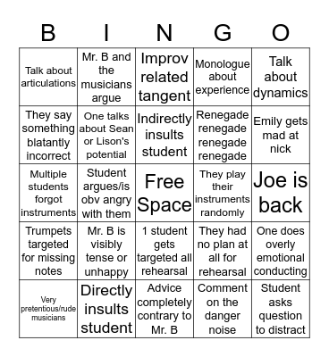 Bridge Arts Bingo Card