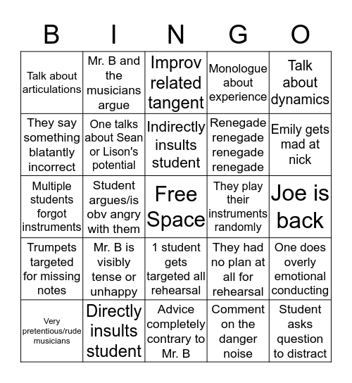 Bridge Arts Bingo Card