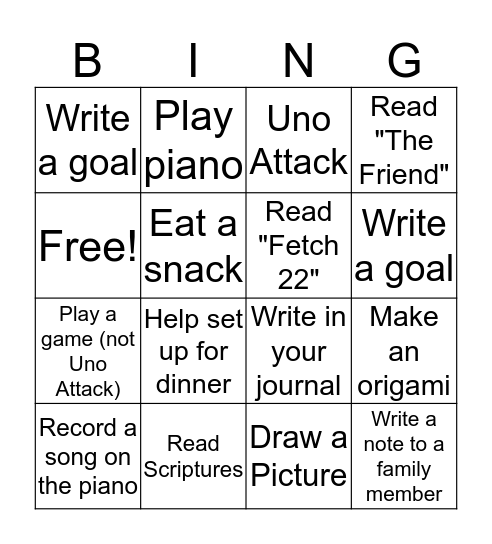 Sunday Treasures Bingo Card