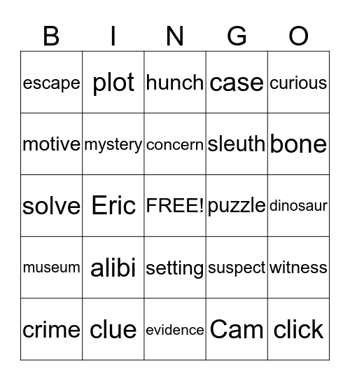 Cam Jansen Bingo Card