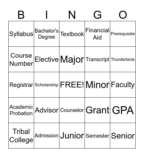 UTTC Orientation BINGO Card