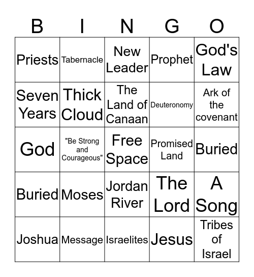 Moses' Farewell Bingo Card