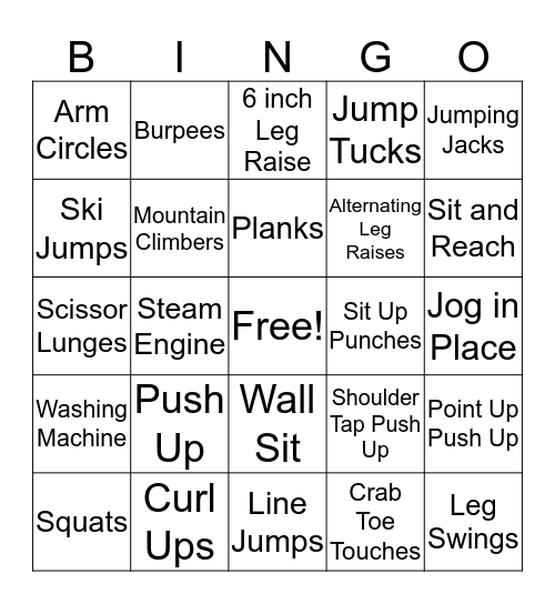 FITNESS BINGO Card