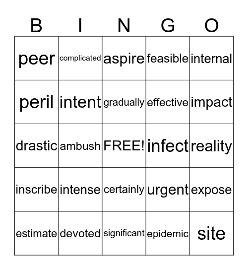Workshop unites 1,2, 3 academic vocabulary Bingo Card
