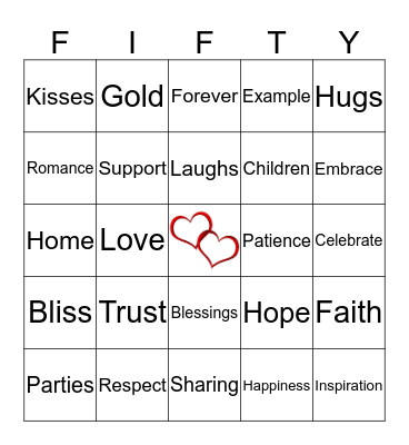 Herta & Siegfried 50th Wedding Anniversary  Bingo Card