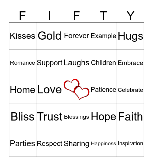 Herta & Siegfried 50th Wedding Anniversary  Bingo Card