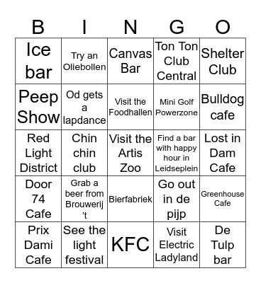 Amsterdam Bingo Card