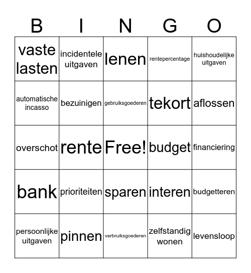 H5 Rondkomen Bingo Card