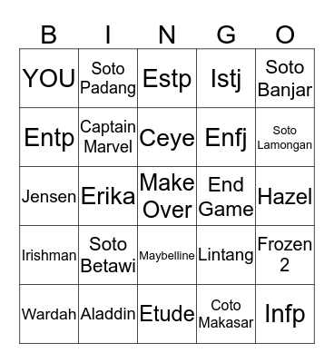 Rein Bingo Card