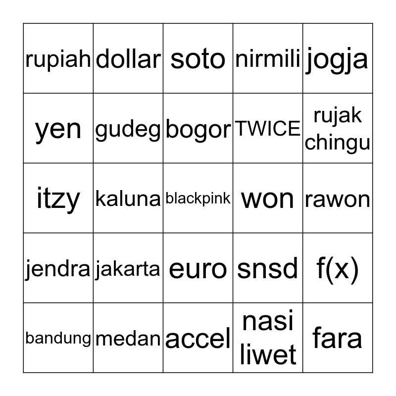 hi Bingo Card