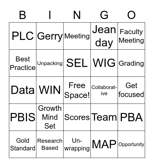 GES Bingo Card