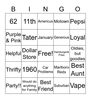 Happy Birthday Sandra!!! Bingo Card
