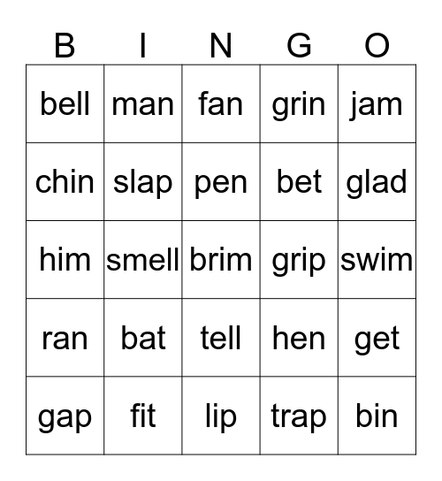 Short Vowel Bingo Free Printable