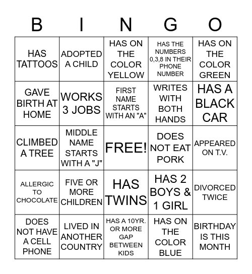 AYDEN'S BABY SHOWER Bingo Card