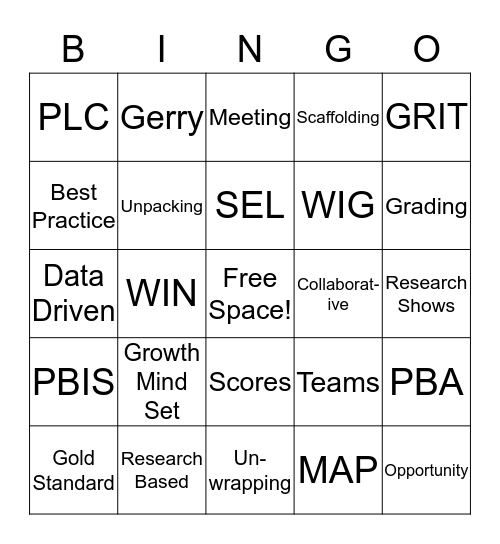 GES Bingo Card