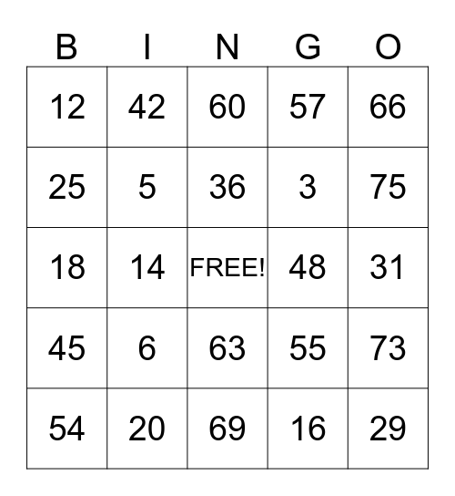 NCL Bingo!!! Bingo Card