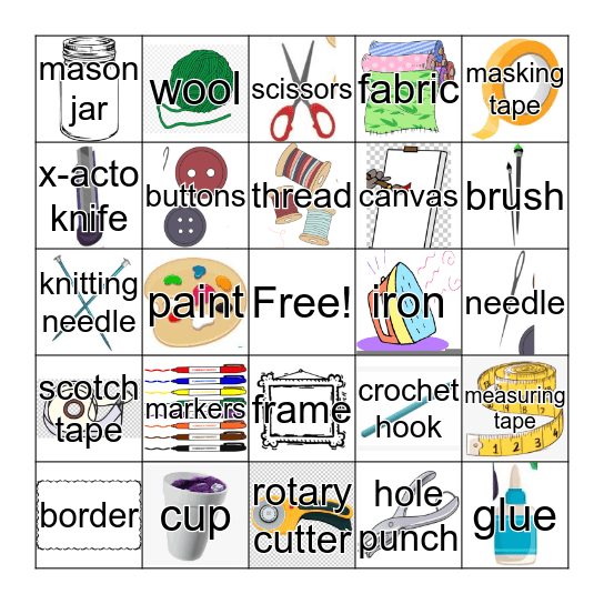 Arts & Crafts Bingo Card