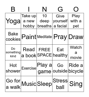 Coping Skills  Bingo Card