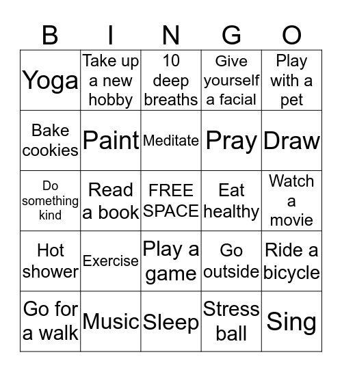 Coping Skills  Bingo Card