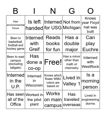 Paper People Bingo Card