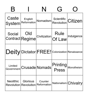 CARD 4 Bingo Card