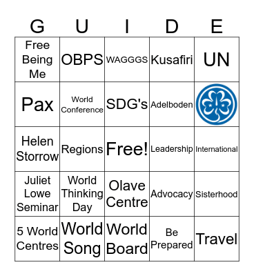 WAGGGS Bingo Card