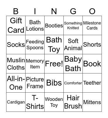 Baby Shower Bingo Card