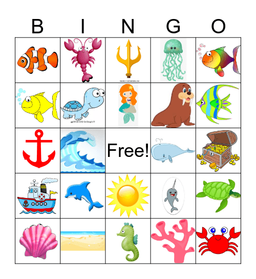 Mermaid Bingo Card
