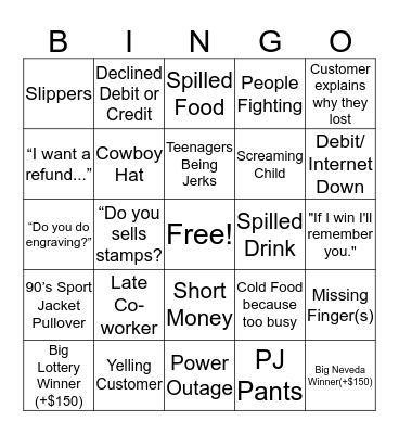 Food Court Bingo Card