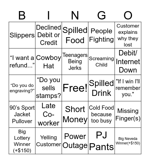 Food Court Bingo Card