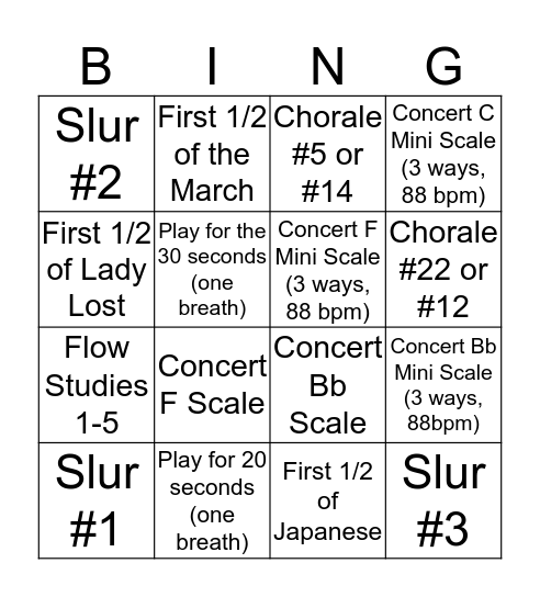 Bingo #2 (Due Fri, 2/7) Bingo Card