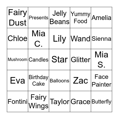 AMELIA'S 6TH BIRTHDAY - LUCKY SQUARES Bingo Card