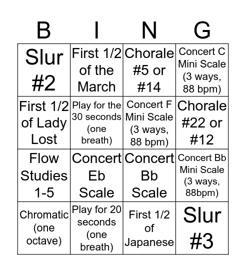 Bingo #2 (Due Fri, 2/7) Bingo Card