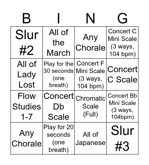 Bingo #4 (Due Fri, 3/6) Bingo Card