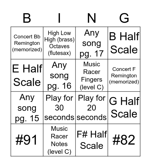 Bingo #4 (Due Friday, Mar 6) Bingo Card