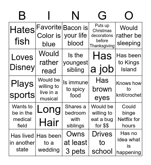 People Bingo Card