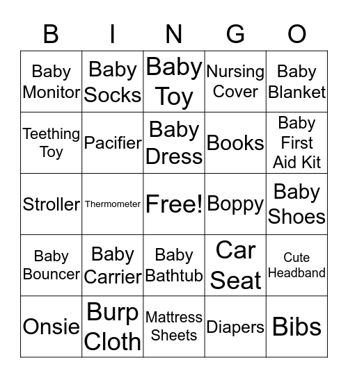 Baby Shower Bingo Card